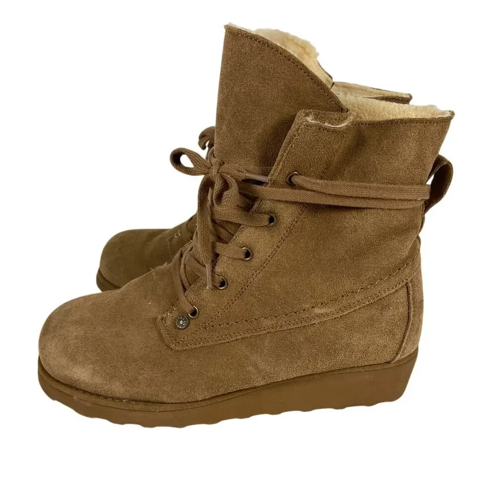 Bearpaw Krista Suede Wool Blend Sheepskin Footbed Winter Boots Size 8